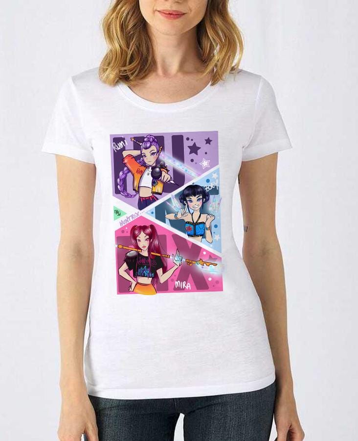 T-shirt o Canotta Huntrix Donna – Kpop Demon Hunters (Rumi, Zoey & Mira) | Midnight Art