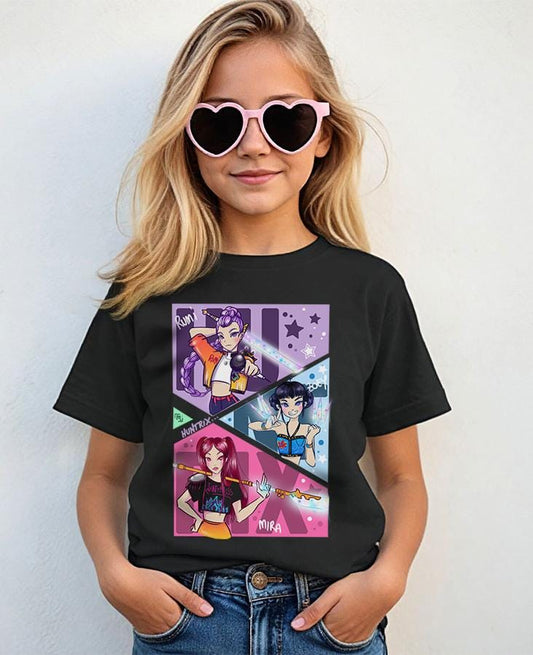 T-shirt Bambino Huntrix Unisex – Kpop Demon Hunters (Rumi, Zoey & Mira)