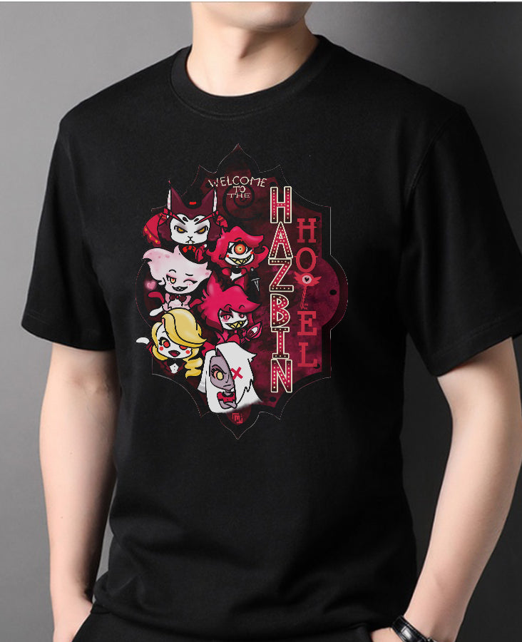 Hazbin Hotel T-shirt Unisex – Illustrazione Originale con i Personaggi | Midnight Art