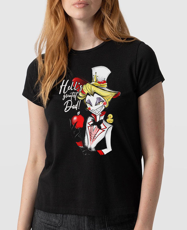 Lucifer Morningstar Hazbin Hotel T-Shirt Donna – Illustrazione Originale | Midnight Art