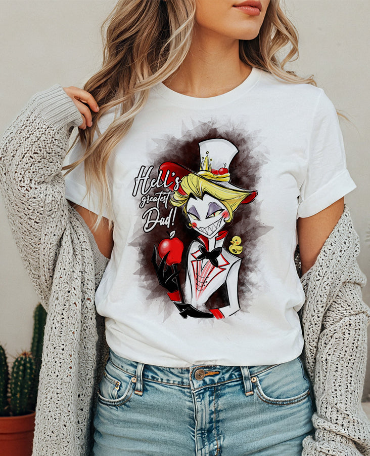 Lucifer Morningstar Hazbin Hotel T-Shirt Donna – Illustrazione Originale | Midnight Art